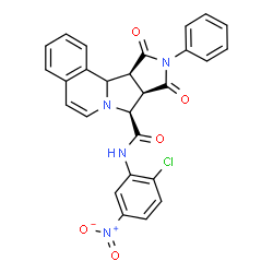 ChemSpider 2D Image | (8S,8aR,11aS)-N-(2-Chloro-5-nitrophenyl)-9,11-dioxo-10-phenyl-8a,9,10,11,11a,11b-hexahydro-8H-pyrrolo[3',4':3,4]pyrrolo[2,1-a]isoquinoline-8-carboxamide | C27H19ClN4O5