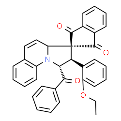 ChemSpider 2D Image | (1'R,2'R)-1'-Benzoyl-2'-(2-ethoxyphenyl)-1',2'-dihydro-3a'H-spiro[indene-2,3'-pyrrolo[1,2-a]quinoline]-1,3-dione | C35H27NO4
