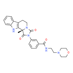 ChemSpider 2D Image | 3-[(11bS)-11b-Methyl-1,3-dioxo-5,6,11,11b-tetrahydro-1H-imidazo[1',5':1,2]pyrido[3,4-b]indol-2(3H)-yl]-N-[2-(4-morpholinyl)ethyl]benzamide | C27H29N5O4