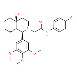 ChemSpider 2D Image | N-(4-Chlorophenyl)-2-[(1R,4aS,8aS)-4a-hydroxy-1-(3,4,5-trimethoxyphenyl)octahydro-2(1H)-isoquinolinyl]acetamide | C26H33ClN2O5