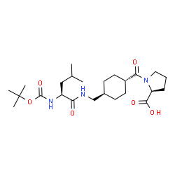 ChemSpider 2D Image | 1-[(trans-4-{[(N-{[(2-Methyl-2-propanyl)oxy]carbonyl}-L-leucyl)amino]methyl}cyclohexyl)carbonyl]-L-proline | C24H41N3O6