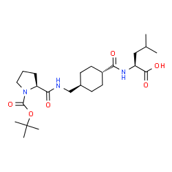 ChemSpider 2D Image | N-[(trans-4-{[(1-{[(2-Methyl-2-propanyl)oxy]carbonyl}-L-prolyl)amino]methyl}cyclohexyl)carbonyl]-L-leucine | C24H41N3O6