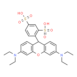 ChemSpider 2D Image | 4-[3,6-Bis(diethylamino)-9H-xanthen-9-yl]-1,3-benzenedisulfonic acid | C27H32N2O7S2