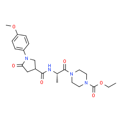 ChemSpider 2D Image | Ethyl 4-(N-{[1-(4-methoxyphenyl)-5-oxo-3-pyrrolidinyl]carbonyl}-L-alanyl)-1-piperazinecarboxylate | C22H30N4O6