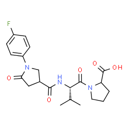ChemSpider 2D Image | N-{[1-(4-Fluorophenyl)-5-oxo-3-pyrrolidinyl]carbonyl}-L-valylproline | C21H26FN3O5
