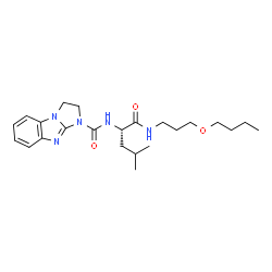 ChemSpider 2D Image | N-{(2S)-1-[(3-Butoxypropyl)amino]-4-methyl-1-oxo-2-pentanyl}-2,3-dihydro-1H-imidazo[1,2-a]benzimidazole-1-carboxamide | C23H35N5O3