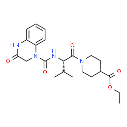 ChemSpider 2D Image | Ethyl 1-{N-[(3-oxo-3,4-dihydro-1(2H)-quinoxalinyl)carbonyl]-L-valyl}-4-piperidinecarboxylate | C22H30N4O5