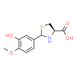ChemSpider 2D Image | (4R)-2-(3-Hydroxy-4-methoxyphenyl)-1,3-thiazolidine-4-carboxylic acid | C11H13NO4S
