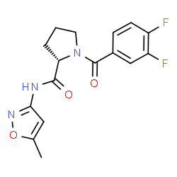 ChemSpider 2D Image | 1-(3,4-Difluorobenzoyl)-N-(5-methyl-1,2-oxazol-3-yl)-L-prolinamide | C16H15F2N3O3