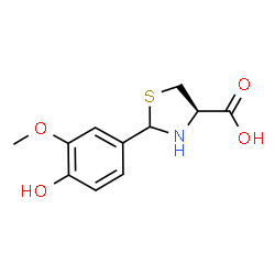 ChemSpider 2D Image | (4R)-2-(4-Hydroxy-3-methoxyphenyl)-4-thiazolidinecarboxylic acid | C11H13NO4S
