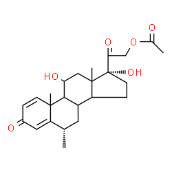ChemSpider 2D Image | (6alpha,8xi,9xi,10xi,13xi,14xi)-11,17-Dihydroxy-6-methyl-3,20-dioxopregna-1,4-dien-21-yl acetate | C24H32O6