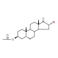 ChemSpider 2D Image | (3beta,5beta,8xi,9xi,10alpha,13alpha,14xi,16alpha)-16-Bromo-17-oxoandrostan-3-yl acetate | C21H31BrO3