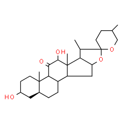 ChemSpider 2D Image | (5alpha,8xi,9xi,10xi,13xi,14xi,16xi,17xi,20xi,22xi)-3,12-Dihydroxyspirostan-11-one | C27H42O5