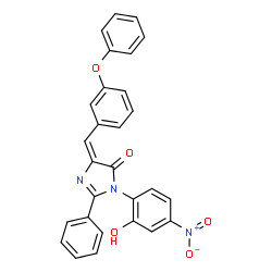 ChemSpider 2D Image | (5E)-3-(2-Hydroxy-4-nitrophenyl)-5-(3-phenoxybenzylidene)-2-phenyl-3,5-dihydro-4H-imidazol-4-one | C28H19N3O5