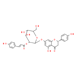ChemSpider 2D Image | (2S)-5-Hydroxy-2-(4-hydroxyphenyl)-4-oxo-3,4-dihydro-2H-chromen-7-yl 2-O-[(2E)-3-(4-hydroxyphenyl)-2-propenoyl]hexopyranoside | C30H28O12