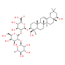ChemSpider 2D Image | (3beta,5xi,9xi,22beta)-22,24-Dihydroxyolean-12-en-3-yl 6-deoxy-alpha-L-mannopyranosyl-(1->2)-beta-D-galactopyranosyl-(1->2)-beta-D-glucopyranosiduronic acid | C48H78O18