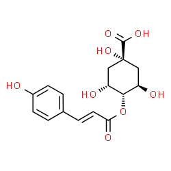 ChemSpider 2D Image | (1S,3R,4S,5R)-1,3,5-Trihydroxy-4-{[(2E)-3-(4-hydroxyphenyl)-2-propenoyl]oxy}cyclohexanecarboxylic acid | C16H18O8