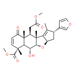 ChemSpider 2D Image | Methyl (2R,3aR,4aS,5R,6R,9aR,10S,10aR)-2-(3-furyl)-5-hydroxy-10-(2-methoxy-2-oxoethyl)-1,6,9a,10a-tetramethyl-9-oxo-3,3a,4a,5,5a,6,9,9a,10,10a-decahydro-2H-cyclopenta[b]naphtho[2,3-d]furan-6-carboxyla
te | C28H34O8