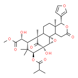 ChemSpider 2D Image | (1S,2R,4S,9R,10R,14S,15S,17S)-9-(3-Furyl)-1-hydroxy-15-[(1R)-1-hydroxy-2-methoxy-2-oxoethyl]-10,14,16,16-tetramethyl-7,18-dioxo-3,8-dioxapentacyclo[12.3.1.0~2,4~.0~4,13~.0~5,10~]octadec-17-yl 2-methyl
propanoate | C31H40O11