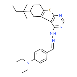 ChemSpider 2D Image | N,N-Diethyl-4-[(Z)-{[6-(2-methyl-2-butanyl)-5,6,7,8-tetrahydro[1]benzothieno[2,3-d]pyrimidin-4-yl]hydrazono}methyl]aniline | C26H35N5S