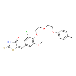 ChemSpider 2D Image | (5E)-5-(3-Chloro-5-methoxy-4-{2-[2-(4-methylphenoxy)ethoxy]ethoxy}benzylidene)-2-thioxo-1,3-thiazolidin-4-one | C22H22ClNO5S2