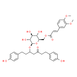ChemSpider 2D Image | 1,7-Bis(4-hydroxyphenyl)-5-oxo-3-heptanyl 6-O-[(2E)-3-(3,4-dimethoxyphenyl)-2-propenoyl]-beta-D-glucopyranoside | C36H42O12