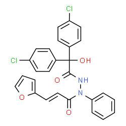 ChemSpider 2D Image | (2E)-N'-[Bis(4-chlorophenyl)(hydroxy)acetyl]-3-(2-furyl)-N-phenylacrylohydrazide | C27H20Cl2N2O4