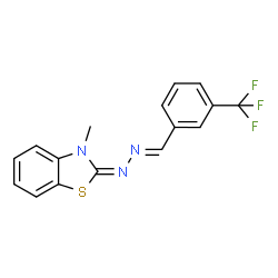ChemSpider 2D Image | (2E)-3-Methyl-2-{(2E)-[3-(trifluoromethyl)benzylidene]hydrazono}-2,3-dihydro-1,3-benzothiazole | C16H12F3N3S