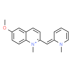 ChemSpider 2D Image | 6-Methoxy-1-methyl-2-[(E)-(1-methyl-2(1H)-pyridinylidene)methyl]quinolinium | C18H19N2O