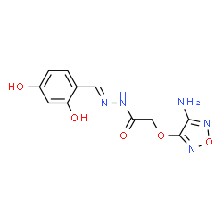 ChemSpider 2D Image | 2-[(4-Amino-1,2,5-oxadiazol-3-yl)oxy]-N'-[(E)-(2,4-dihydroxyphenyl)methylene]acetohydrazide | C11H11N5O5
