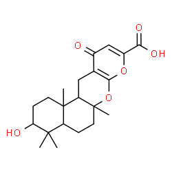 ChemSpider 2D Image | 3-Hydroxy-4,4,6a,12b-tetramethyl-11-oxo-1,3,4,4a,5,6,6a,12,12a,12b-decahydro-2H,11H-benzo[f]pyrano[2,3-b]chromene-9-carboxylic acid | C21H28O6