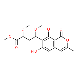 ChemSpider 2D Image | Methyl 4-(6,8-dihydroxy-3-methyl-1-oxo-1H-isochromen-7-yl)-2,4-dimethoxybutanoate | C17H20O8