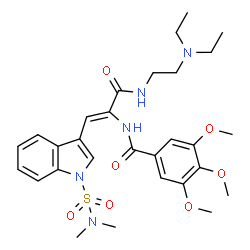 ChemSpider 2D Image | N-{(1Z)-3-{[2-(Diethylamino)ethyl]amino}-1-[1-(dimethylsulfamoyl)-1H-indol-3-yl]-3-oxo-1-propen-2-yl}-3,4,5-trimethoxybenzamide | C29H39N5O7S
