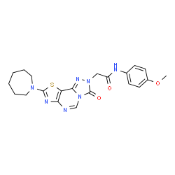 ChemSpider 2D Image | 2-[8-(1-Azepanyl)-3-oxo[1,3]thiazolo[5,4-e][1,2,4]triazolo[4,3-c]pyrimidin-2(3H)-yl]-N-(4-methoxyphenyl)acetamide | C21H23N7O3S