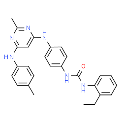 ChemSpider 2D Image | 1-(2-Ethylphenyl)-3-[4-({2-methyl-6-[(4-methylphenyl)amino]-4-pyrimidinyl}amino)phenyl]urea | C27H28N6O
