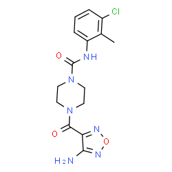 ChemSpider 2D Image | 4-[(4-Amino-1,2,5-oxadiazol-3-yl)carbonyl]-N-(3-chloro-2-methylphenyl)-1-piperazinecarboxamide | C15H17ClN6O3