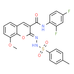 ChemSpider 2D Image | (2Z)-N-(2,4-Difluorophenyl)-8-methoxy-2-{[(4-methylphenyl)sulfonyl]hydrazono}-2H-chromene-3-carboxamide | C24H19F2N3O5S