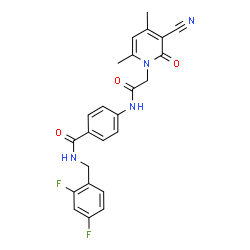 ChemSpider 2D Image | 4-{[(3-Cyano-4,6-dimethyl-2-oxo-1(2H)-pyridinyl)acetyl]amino}-N-(2,4-difluorobenzyl)benzamide | C24H20F2N4O3
