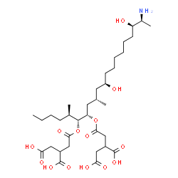 ChemSpider 2D Image | 2,2'-{[(5R,6R,7S,9S,11R,18R,19S)-19-Amino-11,18-dihydroxy-5,9-dimethyl-6,7-icosanediyl]bis[oxy(2-oxo-2,1-ethanediyl)]}disuccinic acid | C34H59NO14