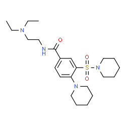 ChemSpider 2D Image | N-[2-(Diethylamino)ethyl]-4-(1-piperidinyl)-3-(1-piperidinylsulfonyl)benzamide | C23H38N4O3S
