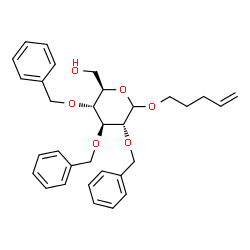 ChemSpider 2D Image | 4-Penten-1-yl 2,3,4-tri-O-benzyl-D-glucopyranoside | C32H38O6