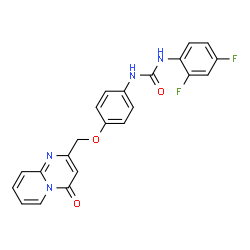 ChemSpider 2D Image | 1-(2,4-Difluorophenyl)-3-{4-[(4-oxo-4H-pyrido[1,2-a]pyrimidin-2-yl)methoxy]phenyl}urea | C22H16F2N4O3