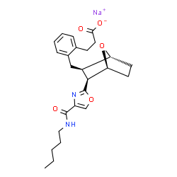 ChemSpider 2D Image | Sodium 3-[2-({(1R,2R,3S,4S)-3-[4-(pentylcarbamoyl)-1,3-oxazol-2-yl]-7-oxabicyclo[2.2.1]hept-2-yl}methyl)phenyl]propanoate | C25H31N2NaO5