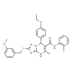 ChemSpider 2D Image | 7-(4-Ethoxyphenyl)-2-[(3-methoxybenzyl)sulfanyl]-5-methyl-N-(2-methylphenyl)-1,7-dihydro[1,2,4]triazolo[1,5-a]pyrimidine-6-carboxamide | C30H31N5O3S