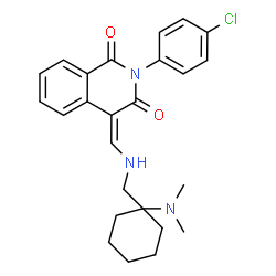 ChemSpider 2D Image | (4Z)-2-(4-Chlorophenyl)-4-[({[1-(dimethylamino)cyclohexyl]methyl}amino)methylene]-1,3(2H,4H)-isoquinolinedione | C25H28ClN3O2