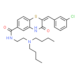 ChemSpider 2D Image | (2E)-2-(3-Chlorobenzylidene)-N-[2-(dibutylamino)ethyl]-3-oxo-3,4-dihydro-2H-1,4-benzothiazine-6-carboxamide | C26H32ClN3O2S