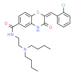 ChemSpider 2D Image | (2E)-2-(2-Chlorobenzylidene)-N-[2-(dibutylamino)ethyl]-3-oxo-3,4-dihydro-2H-1,4-benzothiazine-6-carboxamide | C26H32ClN3O2S