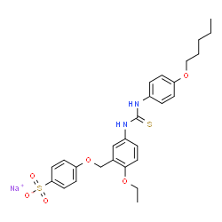 ChemSpider 2D Image | Sodium 4-{[2-ethoxy-5-({[4-(pentyloxy)phenyl]carbamothioyl}amino)benzyl]oxy}benzenesulfonate | C27H31N2NaO6S2