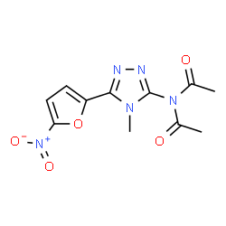 ChemSpider 2D Image | N-Acetyl-N-[4-methyl-5-(5-nitro-2-furyl)-4H-1,2,4-triazol-3-yl]acetamide | C11H11N5O5