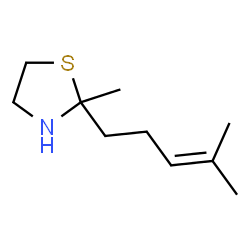 ChemSpider 2D Image | 2-Methyl-2-(4-methyl-3-penten-1-yl)-1,3-thiazolidine | C10H19NS